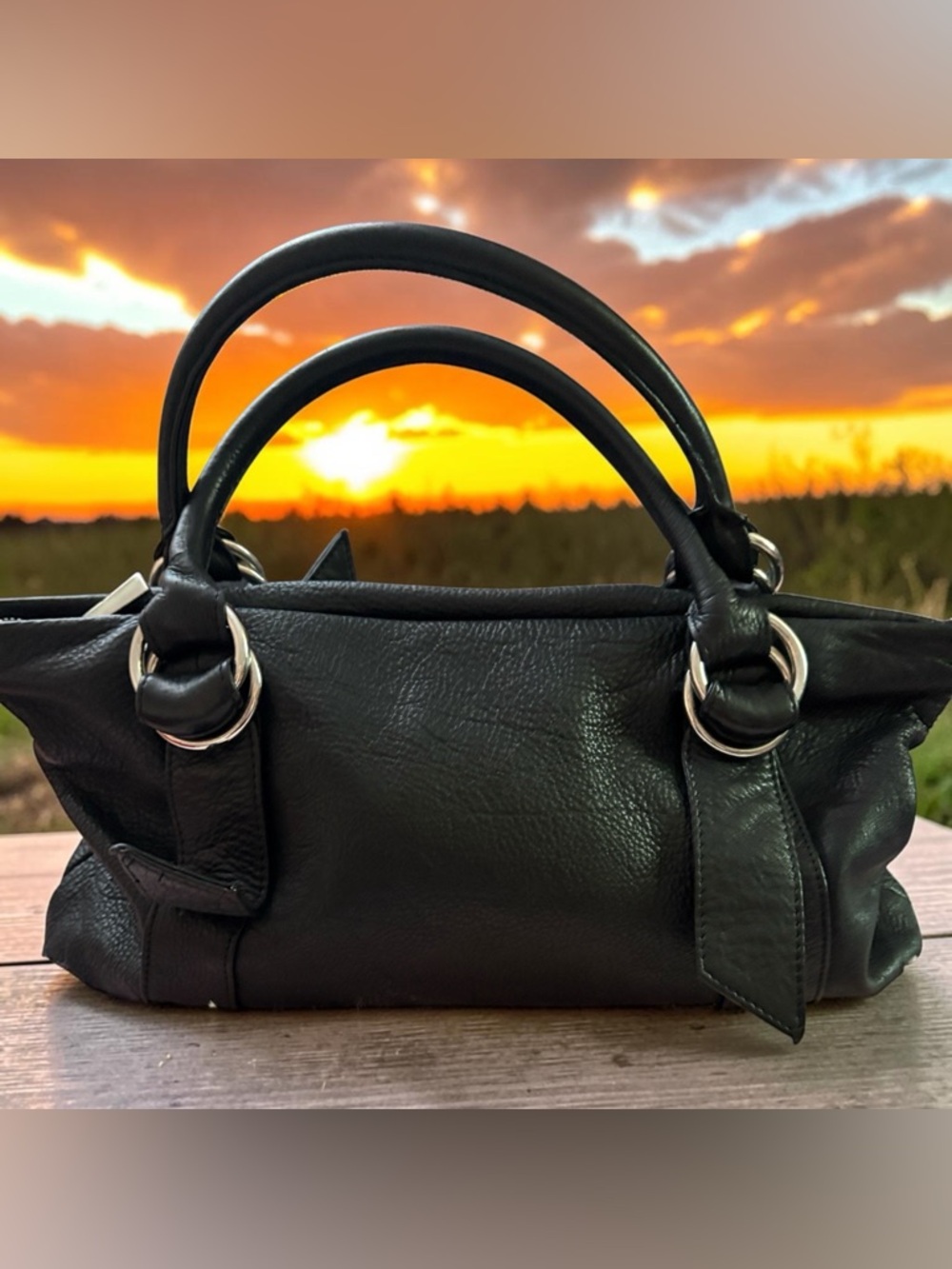 Express studios Black Pebbled Leather Shoulder Bag